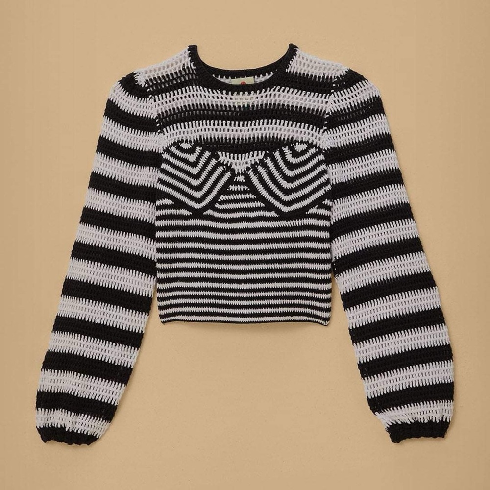 Farm Rio black and white stripped sweater
